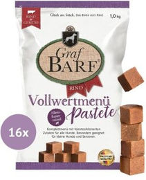Graf Barf Vollwertmenü Pastete Rind mit hohem Fleischanteil für Senior Hunde 16x1kg – Bild 1 von 3