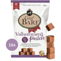 Produktbild von Graf Barf Vollwertmenü Pastete Rind mit hohem Fleischanteil für Senior Hunde 16x1kg