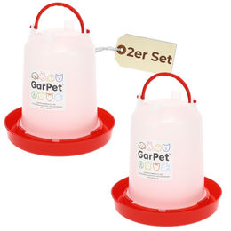 GranataPet 2er Set Automatische Hühnertränke aus Kunststoff für Geflügel 3L Transparent-Rot - 2 x 3 l – Bild 1 von 5