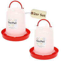 Produktbild von GranataPet 2er Set Automatische Hühnertränke aus Kunststoff für Geflügel 3L Transparent-Rot - 2 x 3 l