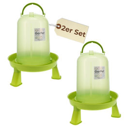 GranataPet 2er Set Automatische Hühnertränke mit Standfüßen aus Kunststoff Grün 5L - 2 x 5 l – Bild 1 von 13