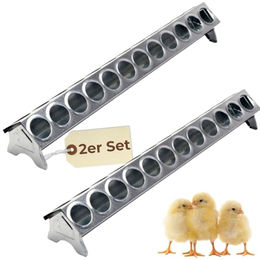 GranataPet 2er Set Futtertrog aus Metall für Hühner Geflügel Tauben Wachtel und Enten in Silber - 2 x 50 cm – Bild 1 von 12