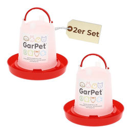GranataPet 2er Set Hühnertränke für Geflügel und Enten aus Kunststoff 0,75 L Rot Transparent - 2 x 0,75 l – Bild 1 von 12