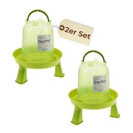 GranataPet 2er Set Hühnertränke mit Standfüßen aus Kunststoff in Grün 1,5 L pro Stück - 2 x 1,5 l – Bild 1 von 13