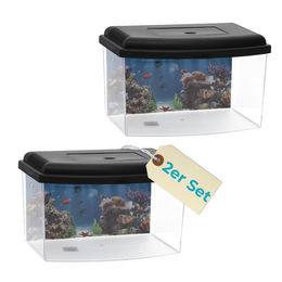 GranataPet 2er Set Nano Aquarium Terrarium für Garnelen und Triops aus Acrylglas mit Deckel und Rückwandfolie – Bild 1 von 13
