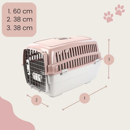 GranataPet 2er Set Transportboxen IATA Flugbox aus Kunststoff für Hunde in Größe L Rosa und Beige – Bild 1 von 5