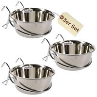 Produktbild von GranataPet 3er Set Edelstahlnapf zum Einhängen 0,30 L für Hunde Katzen Vögel und Kaninchen - 3 x 0,3 l