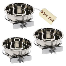 GranataPet 3er Set Edelstahlnapf zum Einhängen für Hund Katze und Kaninchen 0,15 L Silber - 3 x 0,15 l – Bild 1 von 7