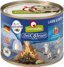 Produktbild von GranataPet DeliCatessen Limited Wintermenü Katzen Nassfutter Lamm und Ente Getreidefrei 12 x 200 g