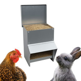 GranataPet Futtertrog aus Metall für Hühner und Geflügel 8 kg mit Deckel Silber - 8 kg – Bild 1 von 6