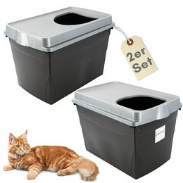 GranataPet Hop In Katzenklo 2er Set XXL Haubentoilette Top Entry Schwarz – Bild 1 von 12