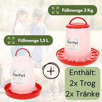 Produktbild von GranataPet Hühner Futterautomat und Hühnertränke Set aus Kunststoff in Rot für Geflügel und Küken 4 Stück
