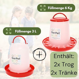 GranataPet Hühner Futterspender und Tränke Set aus Kunststoff in Rot 4 Stück – Bild 1 von 8