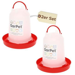 GranataPet Hühnertränke 2er Set aus Kunststoff für Hühner und Enten in Rot Transparent 1,5L - 2 x 1,5 l – Bild 1 von 13