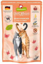 GranataPet Katze Delicatessen Pouch Kalb und Kaninchen Getreidefrei mit hohem Fleischanteil 6x85g – Bild 1 von 1