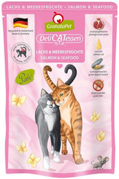 Produktbild von GranataPet Katze Delicatessen Pouch Lachs und Meeresfrüchte Getreidefrei mit hohem Fleischanteil für Adult 6x85g