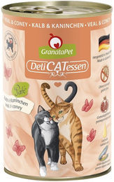 GranataPet Katzen Nassfutter Delicatessen Kalb und Kaninchen Getreidefrei mit hohem Fleischanteil Adult 6x400g – Bild 1 von 3