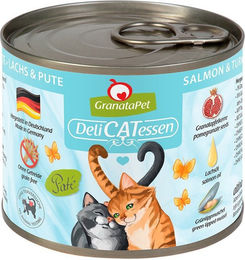 Produktbild von GranataPet Katzen Nassfutter Delicatessen Lachs und Pute Getreidefrei mit hohem Fleischanteil Adult 6x200g