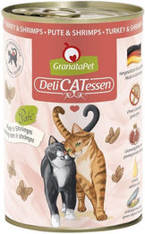 Produktbild von GranataPet Katzen Nassfutter Delicatessen Pute und Garnele getreidefrei mit hohem Fleischanteil 6x400g