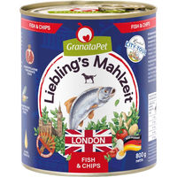 Produktbild von GranataPet Liebling's Mahlzeit City Tour London Fish & Chips Hundefutter Adult Getreidefrei Stückchen in Sauce 6 x 800 g - 6 x 800 g