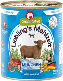 Produktbild von GranataPet Liebling's Mahlzeit City Tour München Weißwurst Hundefutter Adult Getreidefrei Stückchen in Sauce 6 x 800 g - 6 x 800 g