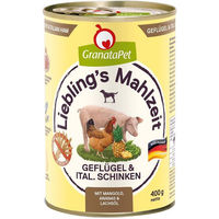 Produktbild von GranataPet Liebling's Mahlzeit Geflügel und italienischer Schinken Light für alle Altersstufen 6x400g zur Gewichtskontrolle