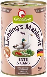 Produktbild von GranataPet Liebling's Mahlzeit Hund Adult Ente und Gans glutenfrei ohne Zucker 12x400g