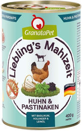 GranataPet Liebling's Mahlzeit Hund Adult Huhn und Pastinaken Stückchen in Sauce ohne Konservierungsstoffe 6x400g – Bild 1 von 4