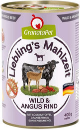 Produktbild von GranataPet Liebling's Mahlzeit Hund Adult Wild und Angus Rind Stückchen in Sauce getreidefrei 6x400g