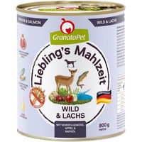 Produktbild von GranataPet Liebling's Mahlzeit Hund Adult Wild und Lachs Stückchen in Sauce getreidefrei und zuckerfrei 6 x 800 g - 6 x 800 g