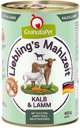 Produktbild von GranataPet Liebling's Mahlzeit Hund Kalb & Lamm Getreidefrei und Glutenfrei 12x400g - 12 x 400 g