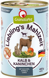 Produktbild von GranataPet Liebling's Mahlzeit Hund Kalb und Kaninchen Stückchen in Sauce getreidefrei 6 x 400 g - 6 x 400 g