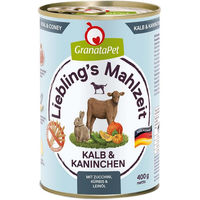 Produktbild von GranataPet Liebling's Mahlzeit Hund Kalb und Kaninchen Stückchen in Sauce getreidefrei 6 x 400 g - 6 x 400 g