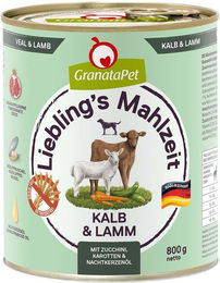 Produktbild von GranataPet Liebling's Mahlzeit Hund Kalb und Lamm Stückchen in Sauce Light zur Gewichtskontrolle 6x800g