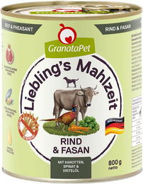Produktbild von GranataPet Liebling's Mahlzeit Hund Nassfutter Rind und Fasan Stückchen in Sauce getreidefrei 6 x 800 g - 6 x 800 g
