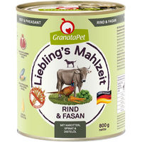 Produktbild von GranataPet Liebling's Mahlzeit Hund Nassfutter Rind und Fasan Stückchen in Sauce getreidefrei 6 x 800 g - 6 x 800 g