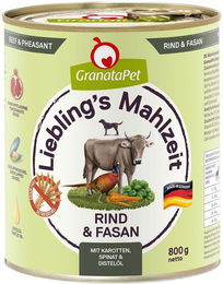 Produktbild von GranataPet Liebling's Mahlzeit Hund Rind und Fasan Stückchen in Sauce Getreidefrei Light 6x800g