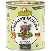Produktbild von GranataPet Liebling's Mahlzeit Hund Rind und Fasan Stückchen in Sauce Getreidefrei Light 6x800g