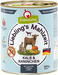 Produktbild von GranataPet Liebling's Mahlzeit Hund Stückchen in Sauce Kalb und Kaninchen getreidefrei 6 x 800 g - 6 x 800 g
