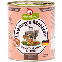 Produktbild von GranataPet Liebling's Mahlzeit Hund Wildragout und Rind Stückchen in Sauce 6x800g ohne Farb- und Aromastoffe