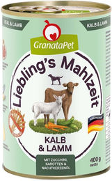 Produktbild von GranataPet Liebling's Mahlzeit Hundefutter Kalb und Lamm getreidefrei und glutenfrei 12x400g