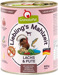 Produktbild von GranataPet Liebling's Mahlzeit Hundefutter Lachs und Pute Stückchen in Sauce getreidefrei Light 6 x 800 g - 6 x 800 g