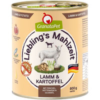 Produktbild von GranataPet Liebling's Mahlzeit Hundefutter Lamm mit Kartoffel Stückchen in Sauce hypoallergen getreidefrei 6 x 800 g - 6 x 800 g