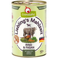 Produktbild von GranataPet Liebling’s Mahlzeit Hundefutter Rind und Fasan Stückchen in Sauce getreidefrei 6x400g