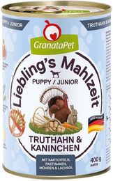Produktbild von GranataPet Liebling's Mahlzeit Junior Hund Truthahn und Kaninchen glutenfrei ohne Zucker 12x400g