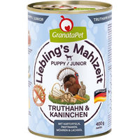 Produktbild von GranataPet Liebling's Mahlzeit Junior Hund Truthahn und Kaninchen Stückchen in Sauce getreidefrei ohne Zucker 24 x 400g - 24 x 400 g