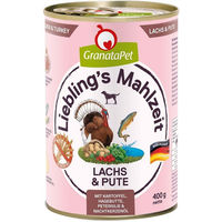 Produktbild von GranataPet Liebling's Mahlzeit Katzenfutter Lachs und Pute Stückchen in Sauce Light 6x400g