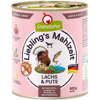 Produktbild von GranataPet Liebling's Mahlzeit Light Lachs und Pute Stückchen in Sauce für alle Altersstufen 6x800g