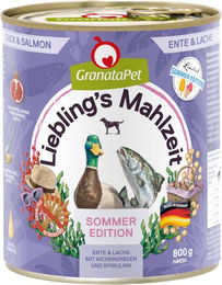 Produktbild von GranataPet Liebling's Mahlzeit Sommeredition Hund Paté Ente & Lachs getreidefrei Adult 12 x 800 g - 12 x 800 g
