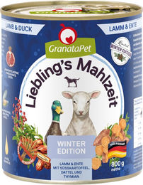 Produktbild von GranataPet Liebling's Mahlzeit Wintertraum Hund Adult Lamm & Ente Getreidefrei 12 x 800 g
